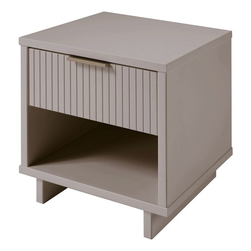 Manhattan Comfort Granville Engineered Wood Nightstand 1.0 in Light Gray