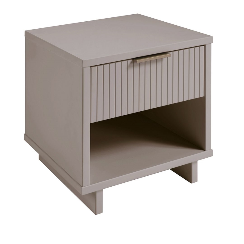 Manhattan Comfort Granville Engineered Wood Nightstand 1.0 in Light Gray