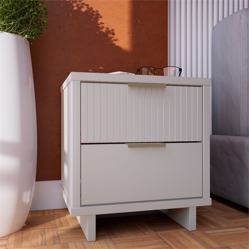 Manhattan Comfort Granville Engineered Wood Nightstand 2.0 in White