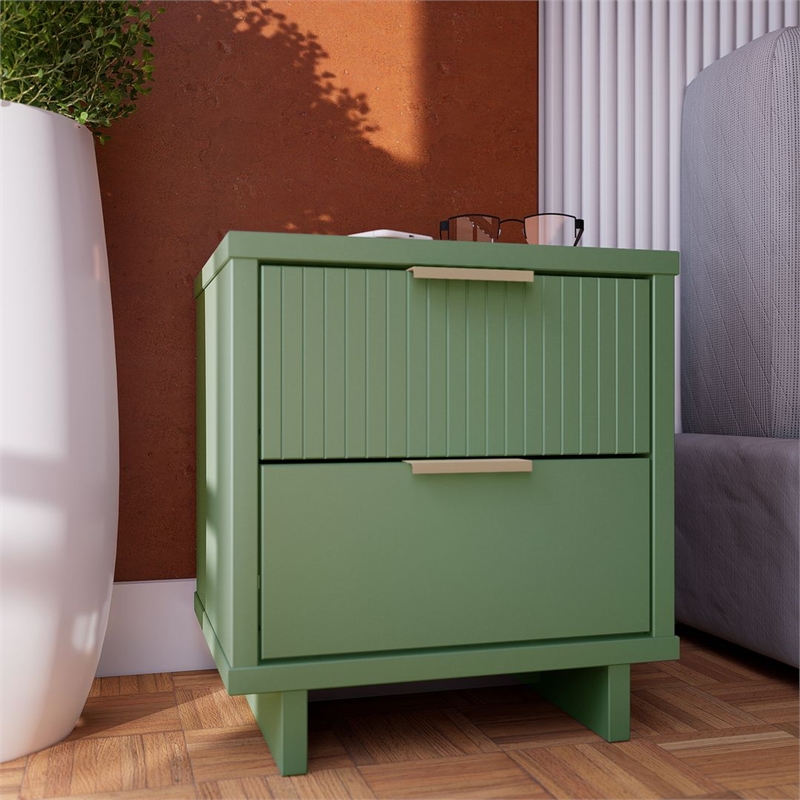 Manhattan Comfort Granville Engineered Wood Nightstand 2.0 in Sage Green