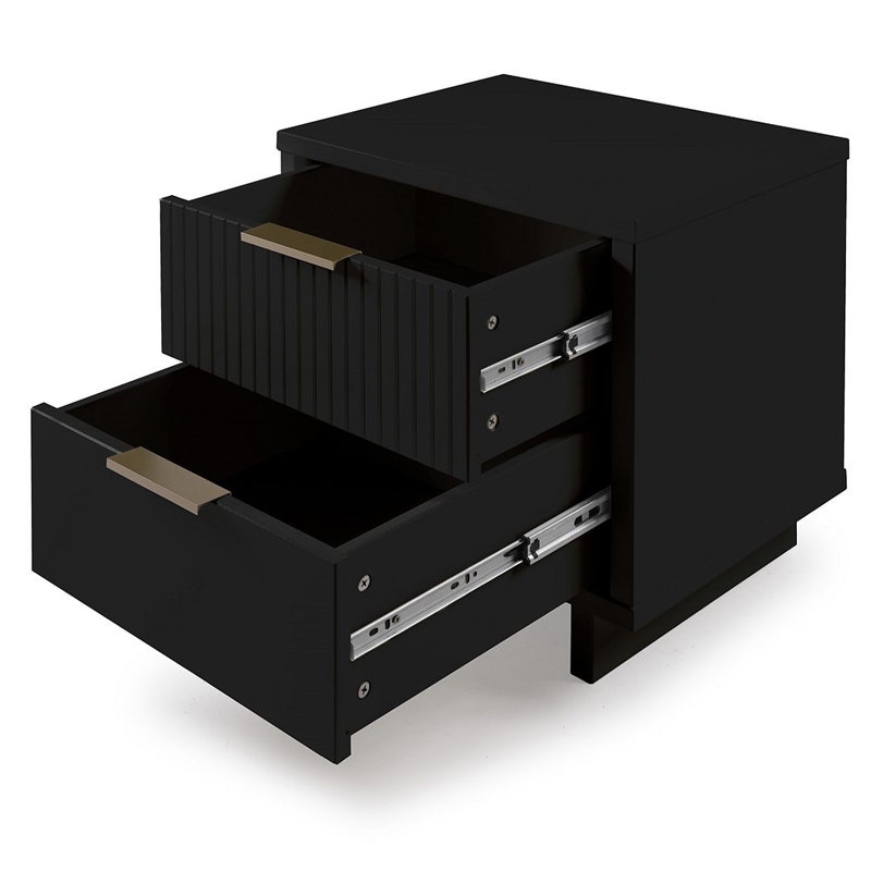 Manhattan Comfort Granville Engineered Wood Nightstand 2.0 in Black