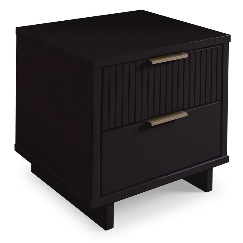 Manhattan Comfort Granville Engineered Wood Nightstand 2.0 in Black