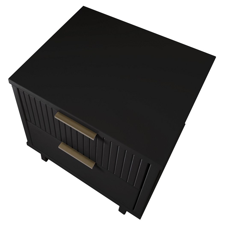 Manhattan Comfort Granville Engineered Wood Nightstand 2.0 in Black