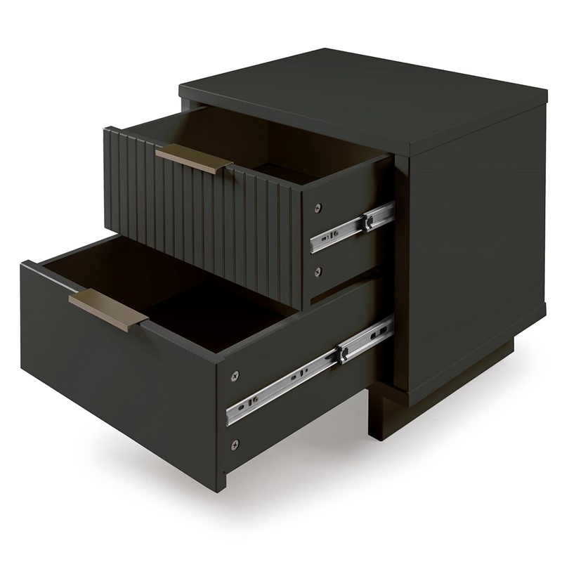 Manhattan Comfort Granville Engineered Wood Nightstand 2.0 in Dark Gray