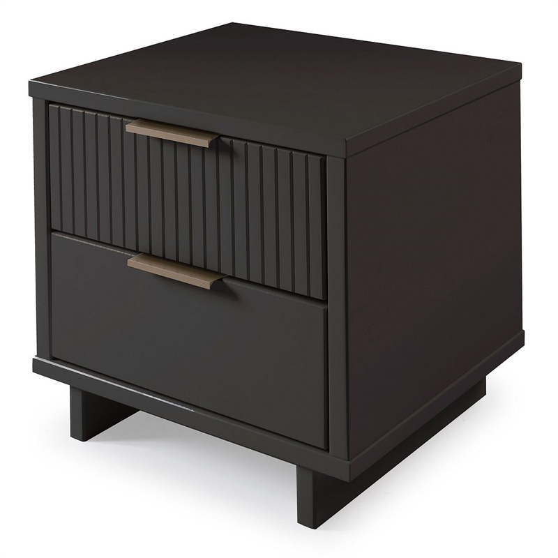 Manhattan Comfort Granville Engineered Wood Nightstand 2.0 in Dark Gray