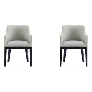 Manhattan Comfort Gansevoort 19.5&quot Faux Leather Dining Armchair in Stone (2 Pc)