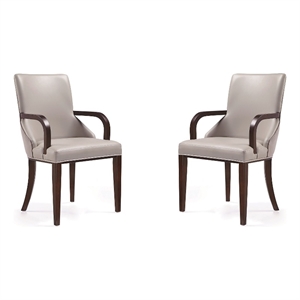 Manhattan Comfort Shubert 19.75&quot Faux Leather Dining Armchair in Gray (Set of 2)