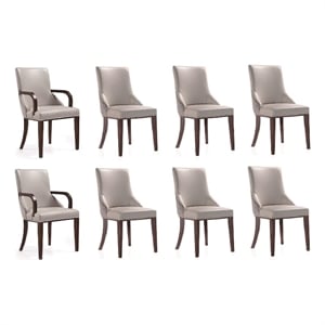 Manhattan Comfort Shubert 19.75&quot Faux Leather Dining Chair in Gray (Set of 8)