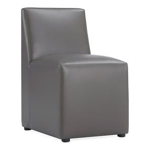 Manhattan Comfort Anna 19.69&quot Square Faux Leather Dining Chair in Pewter