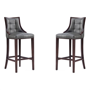 Manhattan Comfort Fifth 31.5&quot Faux Leather Barstool in Pebble (Set of 2)