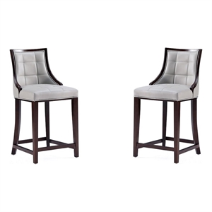 Manhattan Comfort Fifth 26&quot Faux Leather Counter Stool in Gray (Set of 2)