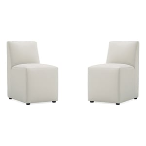 Manhattan Comfort Anna 19.69&quot Faux Leather Armless Dining Chair in Stone (2 Pc)