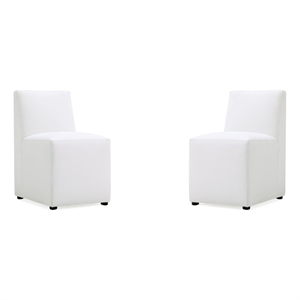 Manhattan Comfort Anna 19.69&quot Faux Leather Armless Dining Chair in Cream (2 Pc)