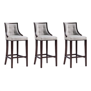 Manhattan Comfort Fifth 31.5&quot Faux Leather Barstool in Gray (Set of 3)