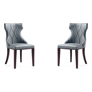 Manhattan Comfort Reine 18.5&quot Faux Leather Dining Chair in Pebble (Set of 2)