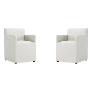 Manhattan Comfort Anna 19.69&quot Square Faux Leather Dining Chair in Stone (2 Pc)