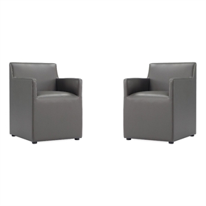 Manhattan Comfort Anna 19.69&quot Square Faux Leather Dining Chair in Pewter (2 Pc)