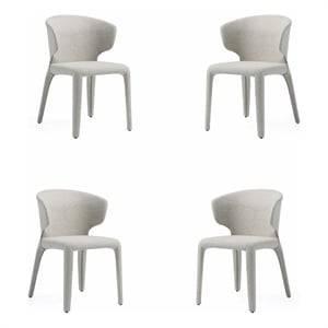 Manhattan Comfort Conrad 17.3&quot Tweed/Metal Dining Chair in Wheat (Set of 4)