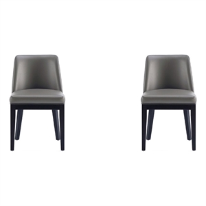 Manhattan Comfort Gansevoort 19.5&quot Faux Leather Dining Chair - Pebble (Set of 2)