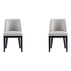 Manhattan Comfort Gansevoort 19.5&quot Faux Leather Dining Chair in Gray (Set of 2)