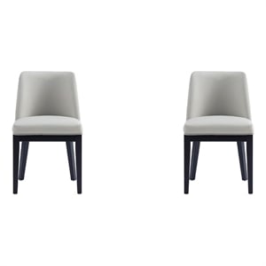 Manhattan Comfort Gansevoort 19.5&quot Faux Leather Dining Chair in Stone (Set of 2)