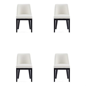 Manhattan Comfort Gansevoort 19.5&quot Faux Leather Dining Chair in Cream (Set of 4)