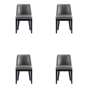 Manhattan Comfort Gansevoort 19.5&quot Faux Leather Dining Chair - Pebble (Set of 4)
