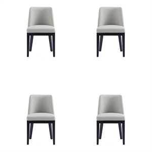 Manhattan Comfort Gansevoort 19.5&quot Faux Leather Dining Chair in Stone (Set of 4)
