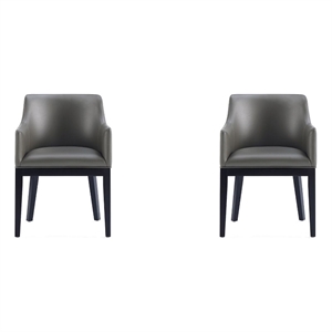 Manhattan Comfort Gansevoort 19.5&quot Faux Leather Dining Armchair in Pebble (2 Pc)
