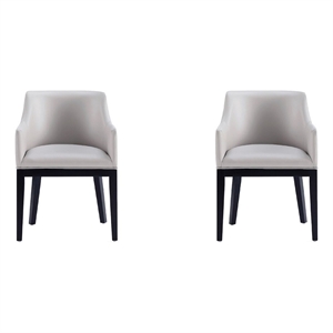 Manhattan Comfort Gansevoort 19.5&quot Faux Leather Dining Armchair in Gray (2 Pc)