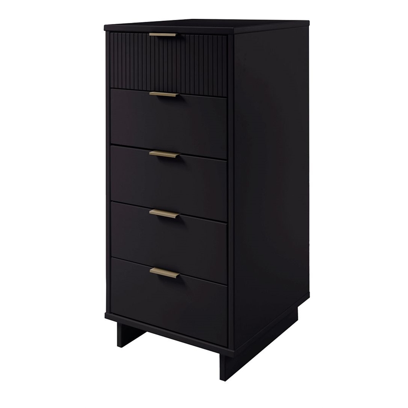 Manhattan Comfort Granville Tall & Narrow Engineered Wood Dresser in Black