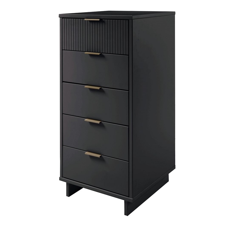 Manhattan Comfort Granville Tall & Narrow Engineered Wood Dresser in Dark Gray