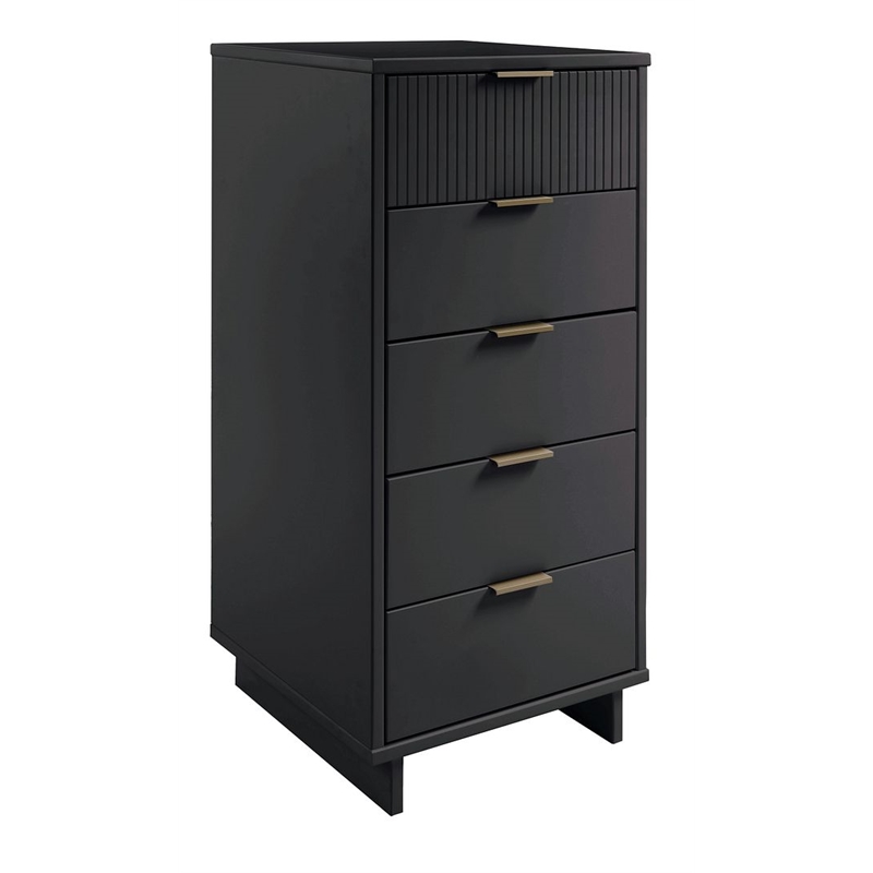 Manhattan Comfort Granville Tall & Narrow Engineered Wood Dresser in Dark Gray