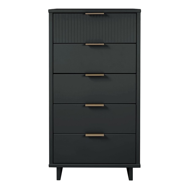 Manhattan Comfort Granville Tall & Narrow Engineered Wood Dresser in Dark Gray