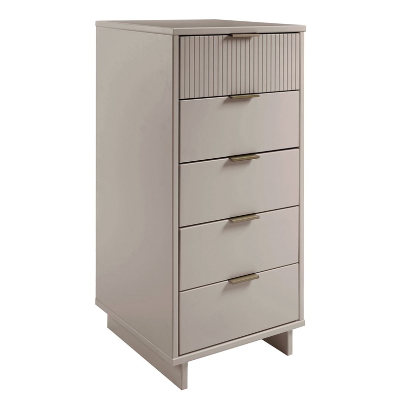 Manhattan Comfort Granville Tall & Narrow Engineered Wood Dresser in Light Gray