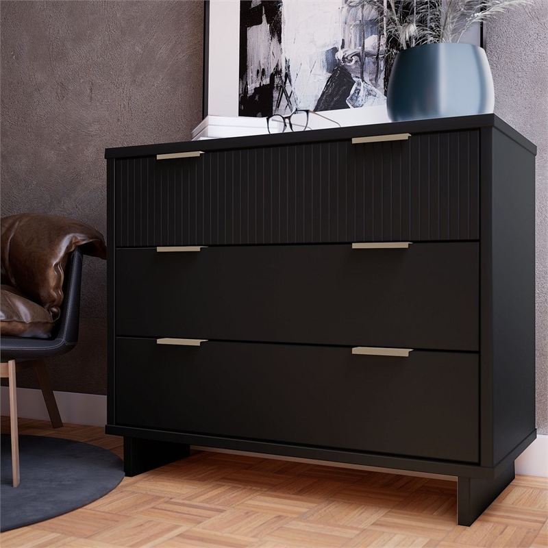 Manhattan Comfort Granville Standard Engineered Wood Dresser in Black