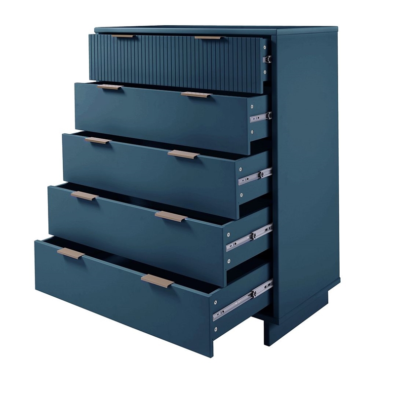 Manhattan Comfort Granville Tall Engineered Wood Dresser in Midnight Blue