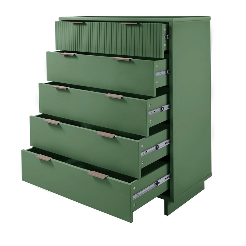 Manhattan Comfort Granville Tall Engineered Wood Dresser in Sage Green