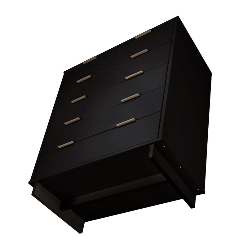 Manhattan Comfort Granville Tall Engineered Wood Dresser in Black