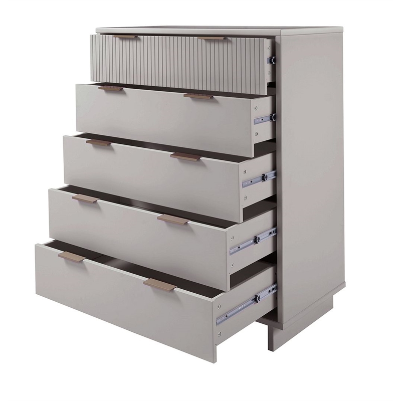 Manhattan Comfort Granville Tall Engineered Wood Dresser in Light Gray
