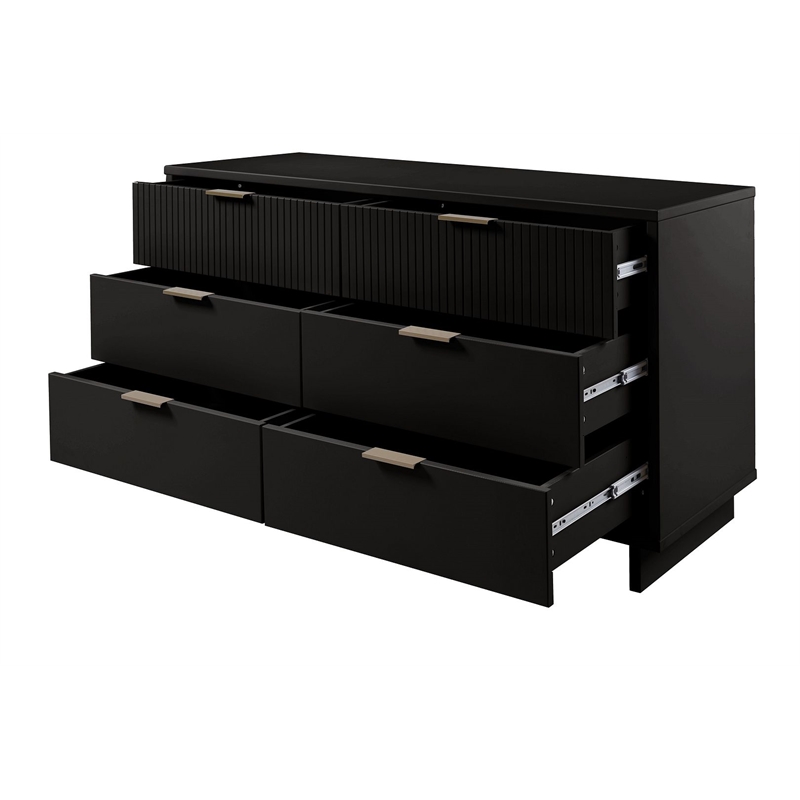 Manhattan Comfort Granville Engineered Wood Double Dresser in Black