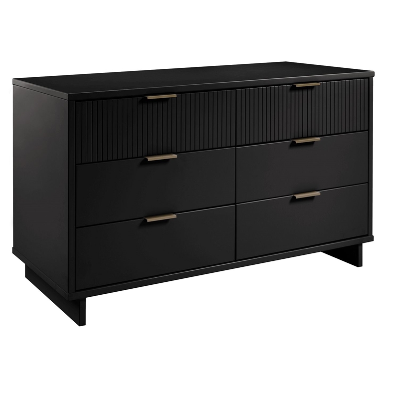 Manhattan Comfort Granville Engineered Wood Double Dresser in Black