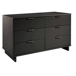 Manhattan Comfort Granville Engineered Wood Double Dresser in Dark Gray
