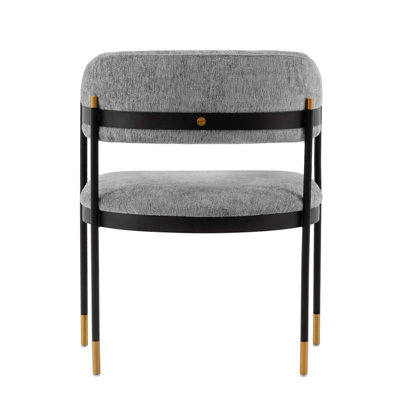 Manhattan Comfort Lia Dining Armchair with Metal Frame in Gray