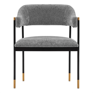 Manhattan Comfort Lia Dining Armchair with Metal Frame in Gray