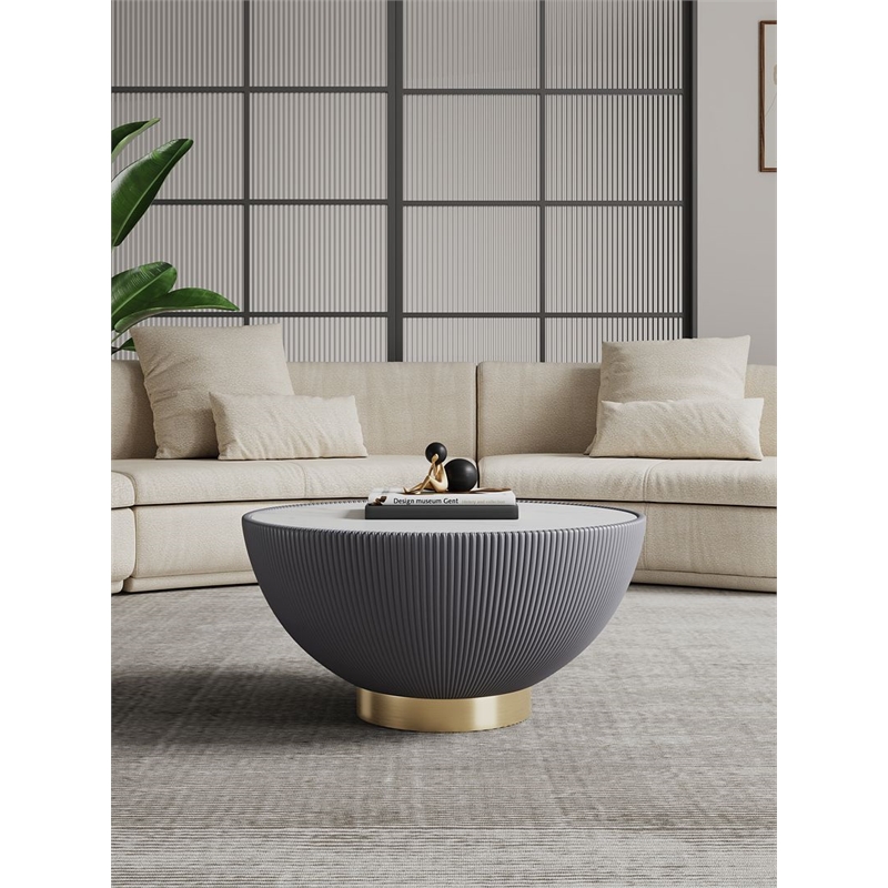Manhattan Comfort Anderson Coffee Table with Steel Frame in Gray