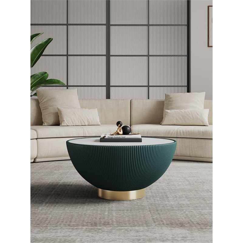 Manhattan Comfort Anderson Coffee Table with Steel Frame in Green