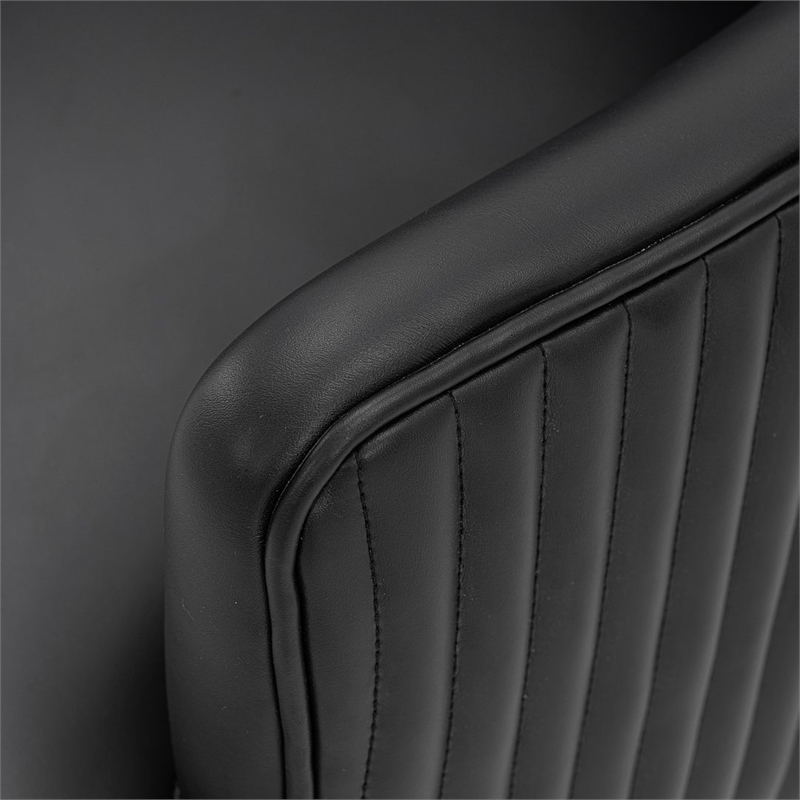 Manhattan Comfort Raya Dining Armchair with Solid Wood Frame in Black