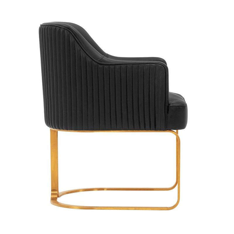 Manhattan Comfort Raya Dining Armchair with Solid Wood Frame in Black