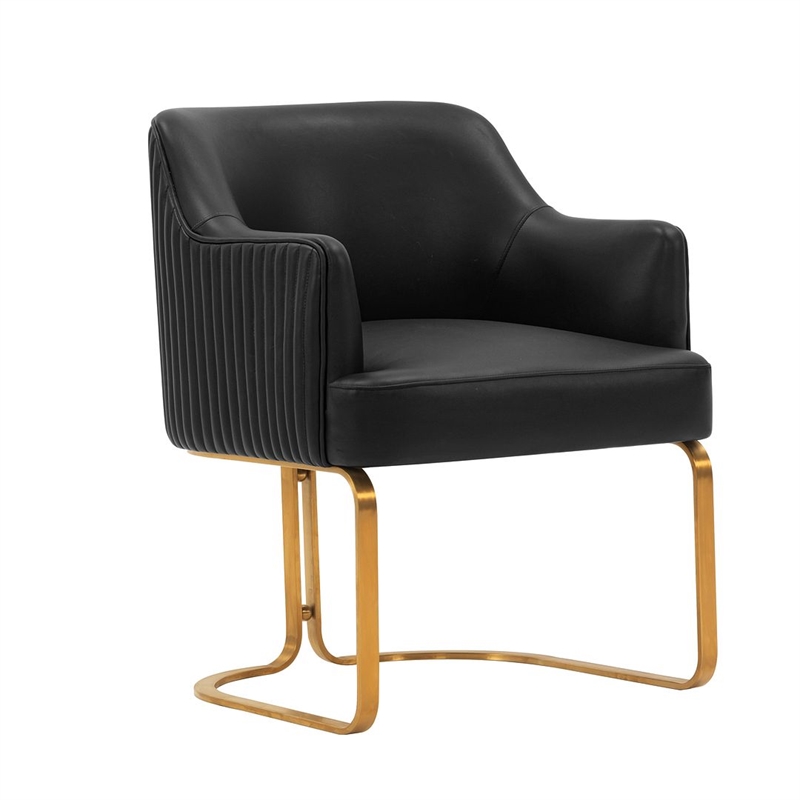 Manhattan Comfort Raya Dining Armchair with Solid Wood Frame in Black